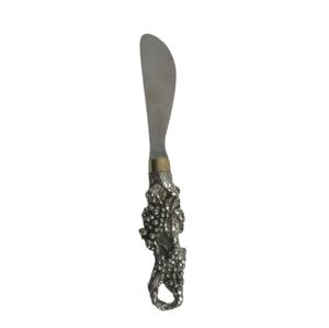 Vintage Cheese Butter Spreader Knife Steinless Steel Raised Relief Grapes 5"
